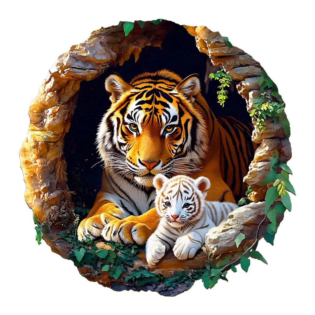 Wooden Jigsaw Puzzle – 3D Tiger Family