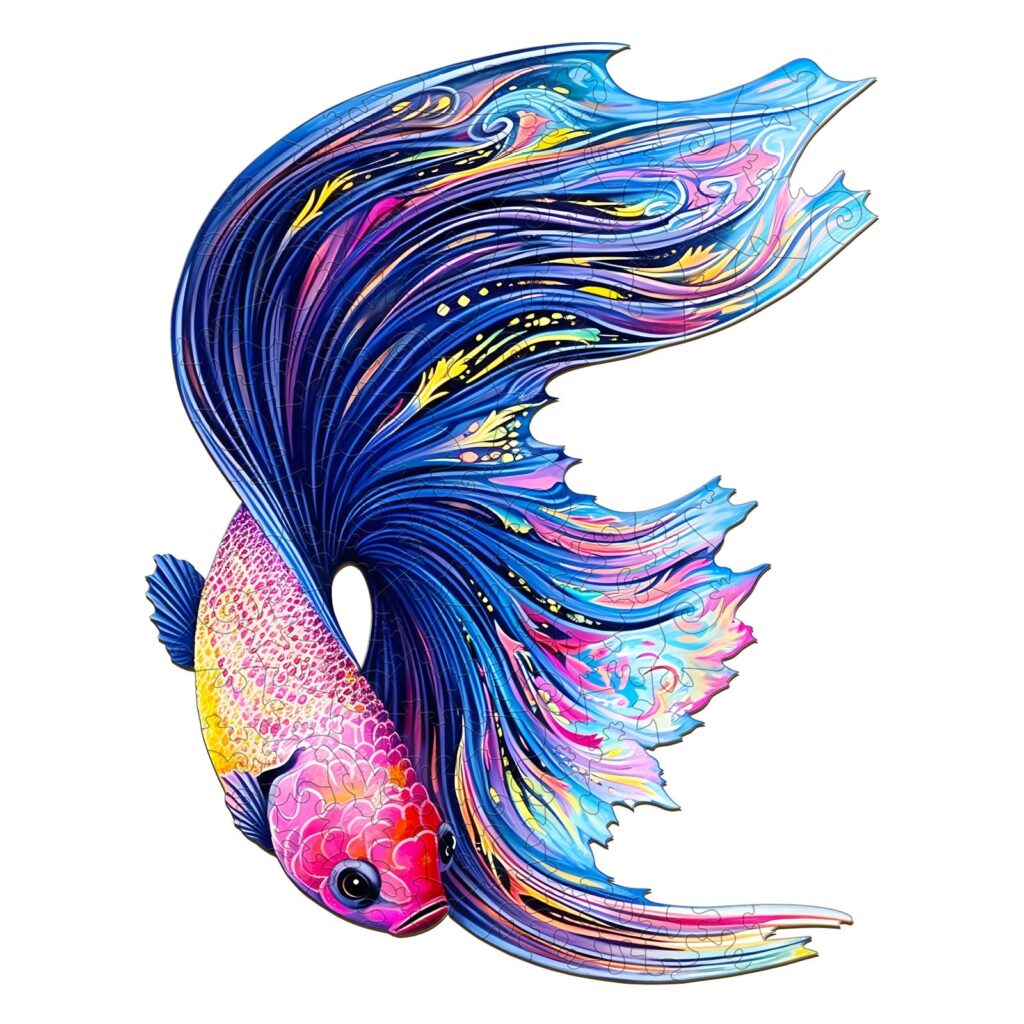 Wooden Jigsaw Puzzle-half moon betta