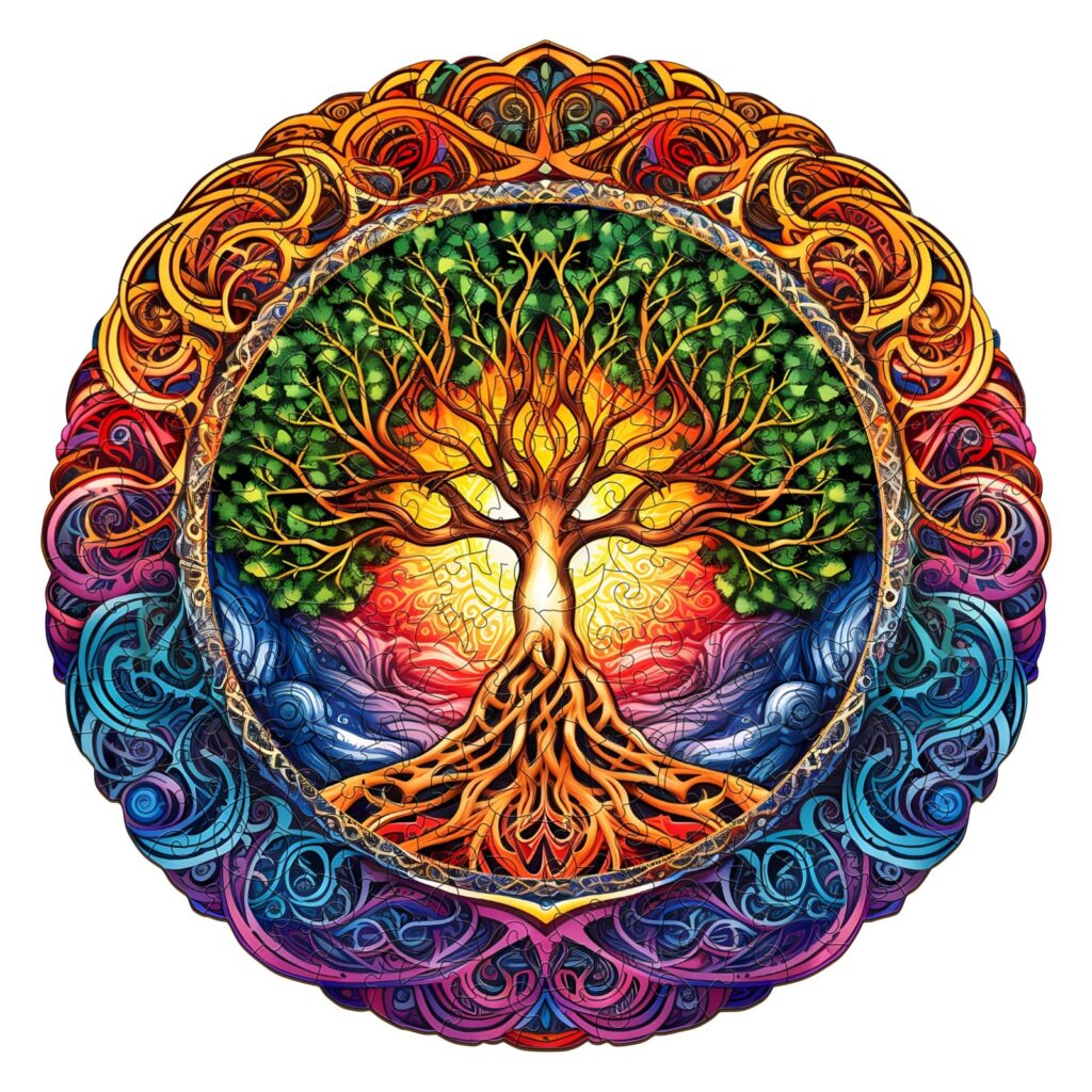 Wooden Jigsaw Puzzle-Mandala Tree of Life 1