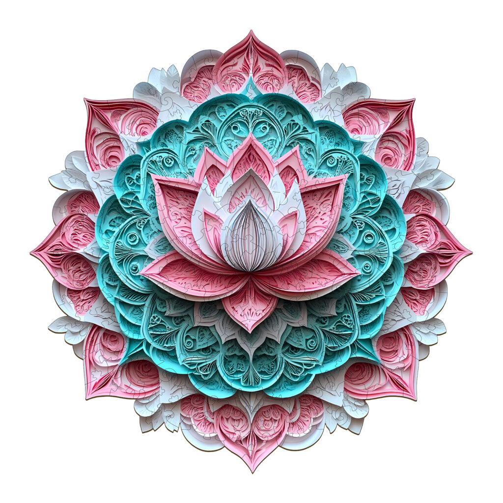 Wooden Jigsaw Puzzle – 3D Mandala Lotus-1