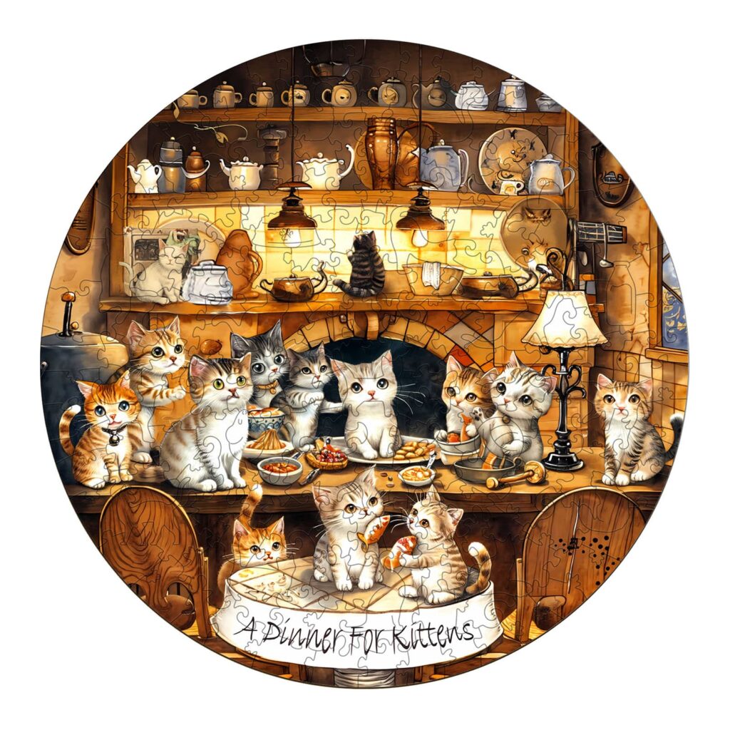 Wooden Jigsaw Puzzle – A Dinner for Kittens